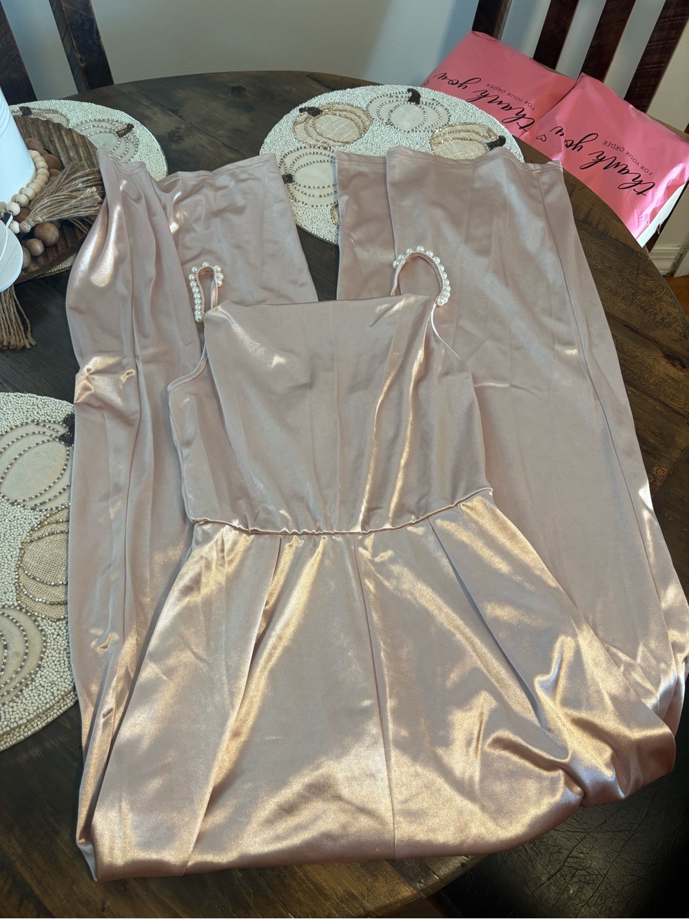 SHEIN Satin Evening Jumpsuit in champagne